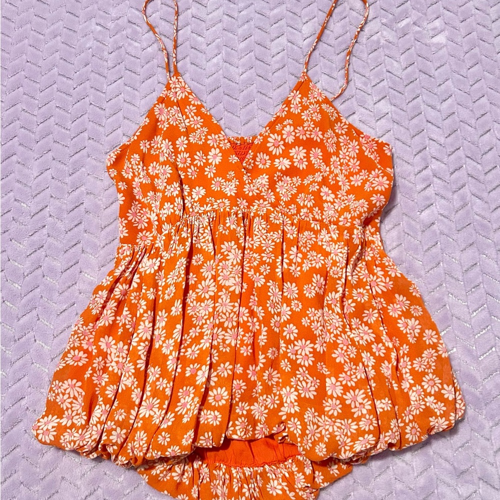 Maeve Orange Floral Spaghetti-Strap Tank Top